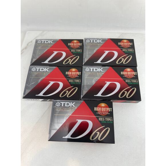 TDK D60 LOT OF 5 Blank Audio Cassette Tapes IECI / TYPE I - NEW SEALED - Picture 1 of 3